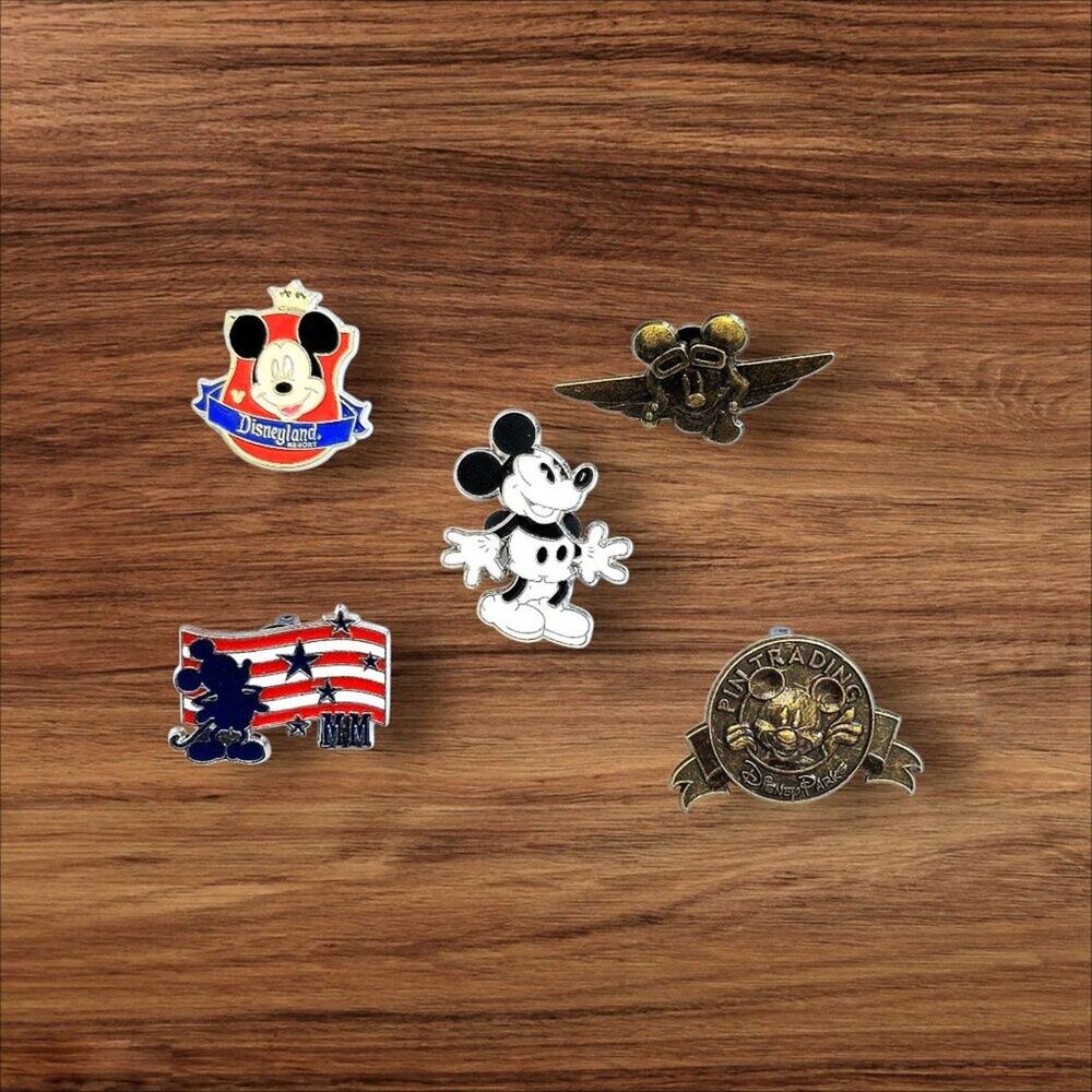 5 Mickey Mouse Disney Parks Trading Pins, Plus 2 Bonus Pins